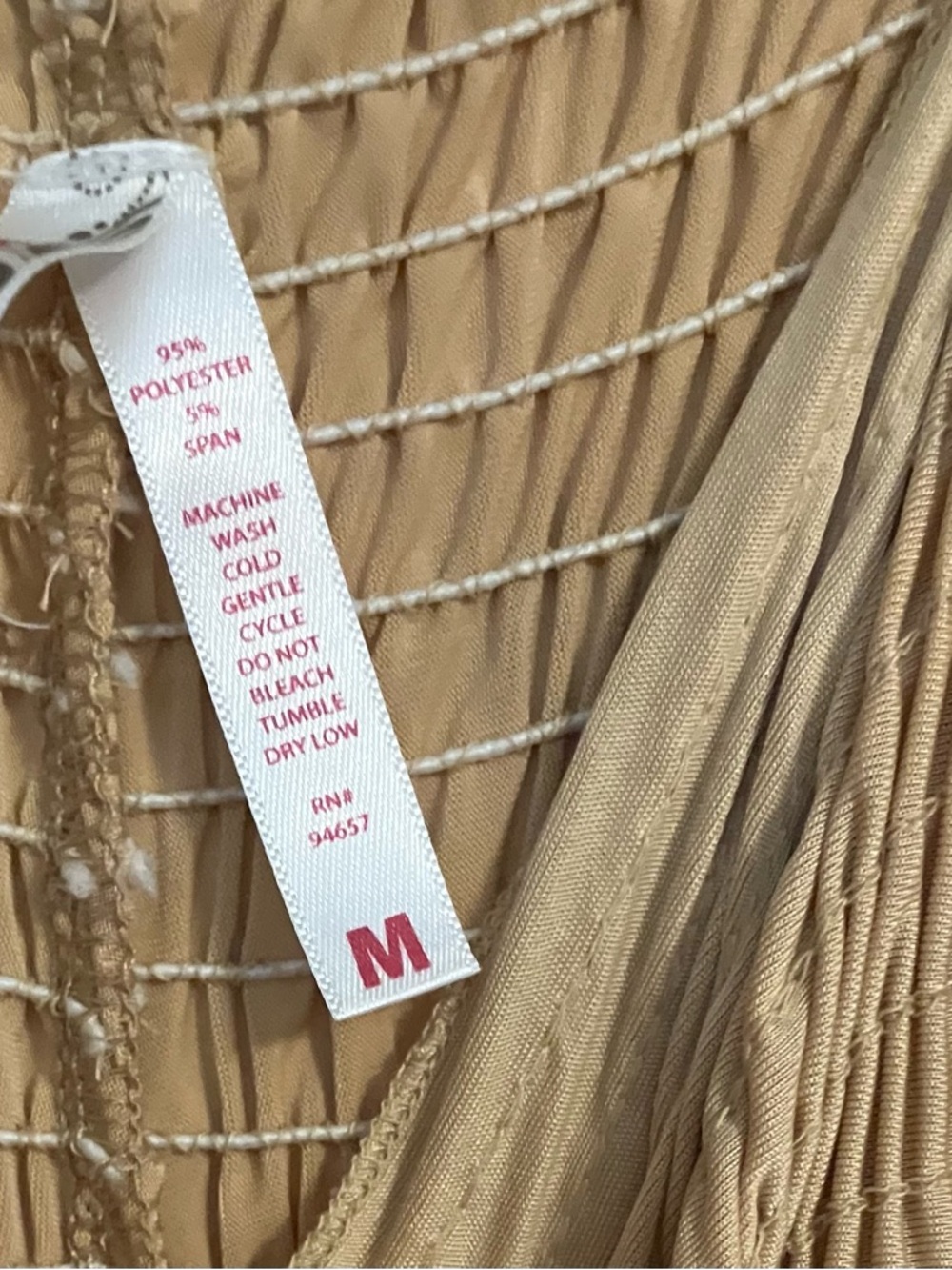 Tie-Shoulder Smocked Maxi Dress in Camel/Tan - Picture 3 of 3